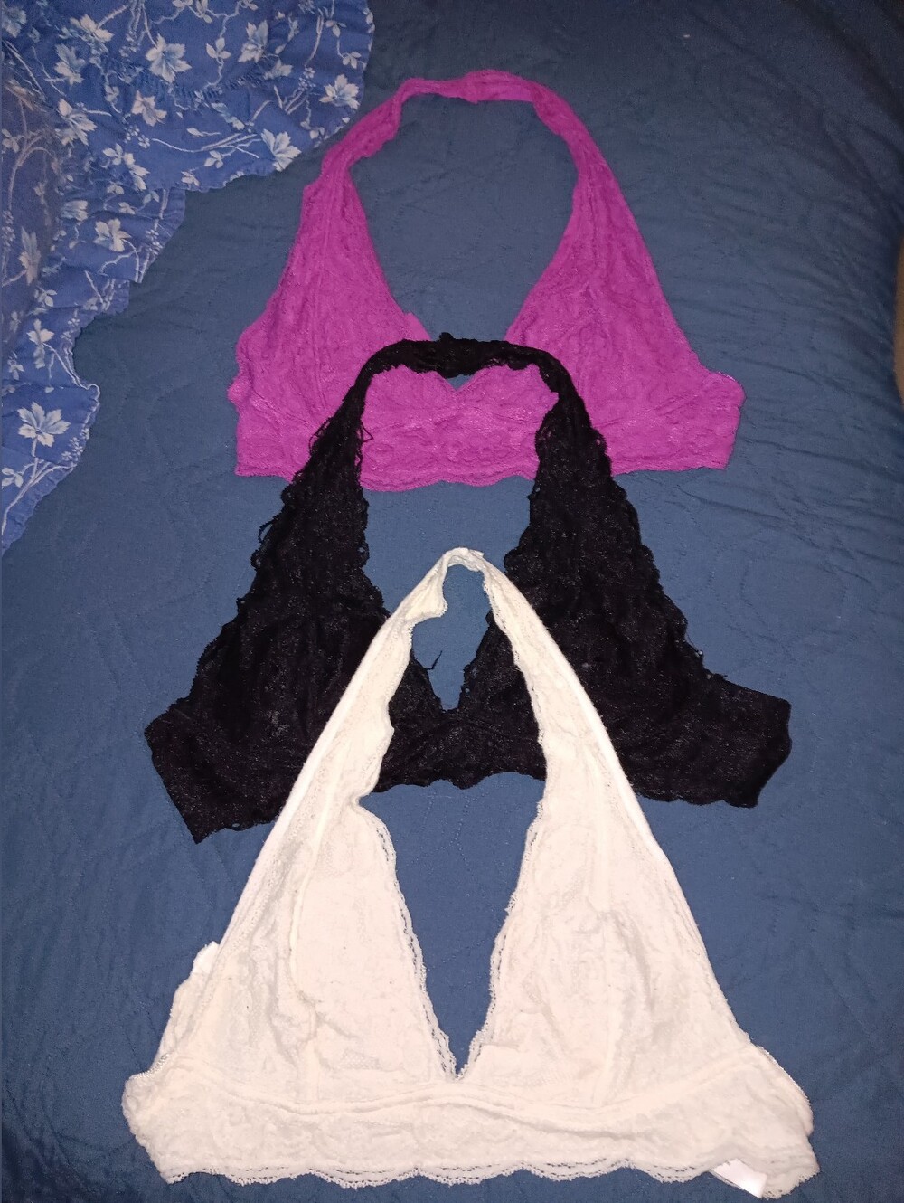 3 Lace Halter Bralettes